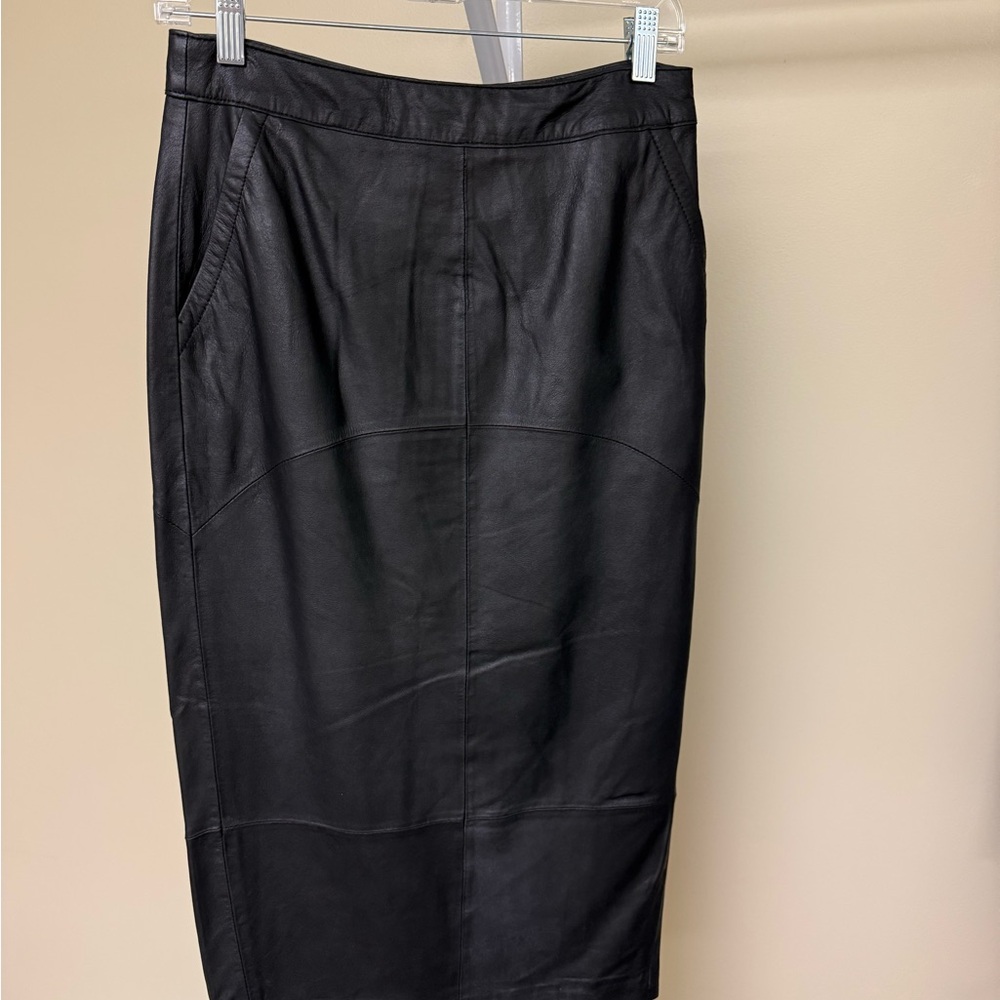ASOS Black Genuine Leather Pencil Skirt NWOT US 6 EU 38